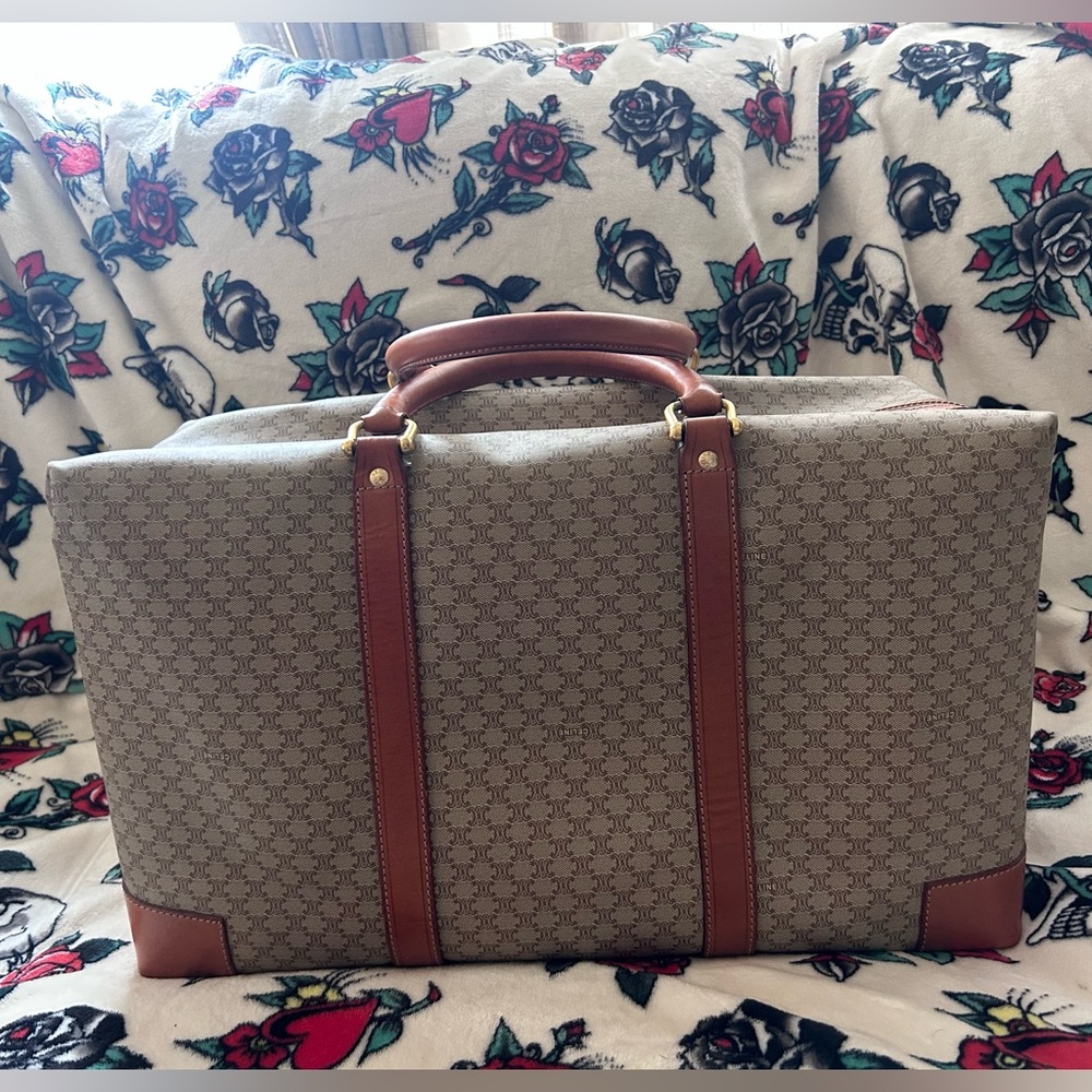 CELINE VINTAGE TRIOMPHE MONOGRAM LARGE TRAVEL TRUNK - BOSTON BAG - Picture 5 of 16